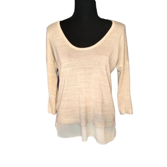 Express Double Layer Cream Chiffon Sweater Small - Picture 1 of 4